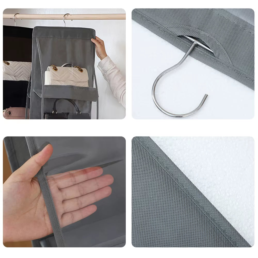 1PC Bag Storage Bag Hanging Bag Hanging 8-Sided Transparent Storage Bag Bedroom Closet Dust Bag Foldable