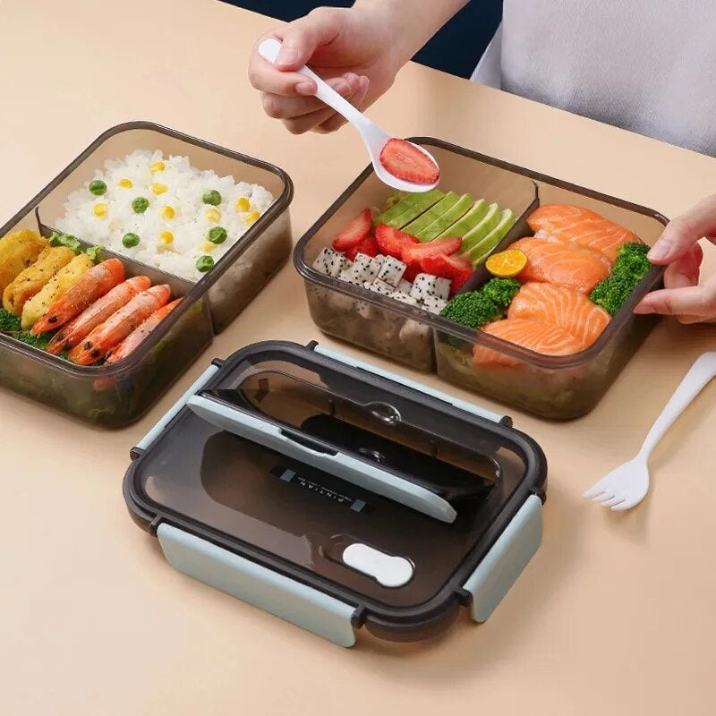 Transparent Lunch Box: Leak-Proof Food Storage Container with Microwave-Safe Lids