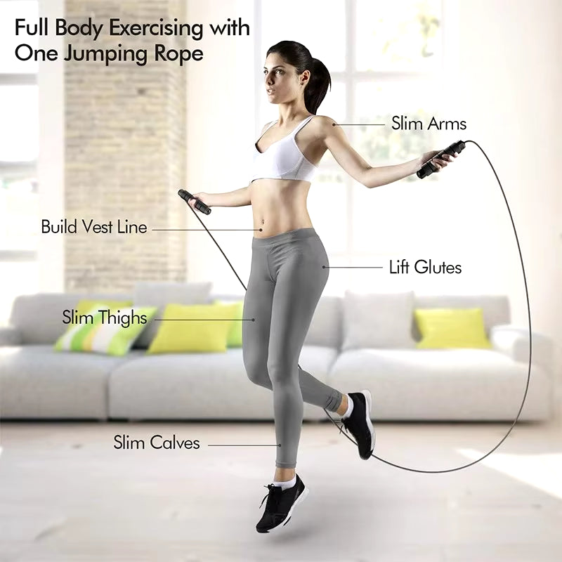 With Ball Bearings Adjustable Tangle-Free Speed Wire Jump Rope Workout with Foam Handles for Fitness Home Workouts and Slim Body