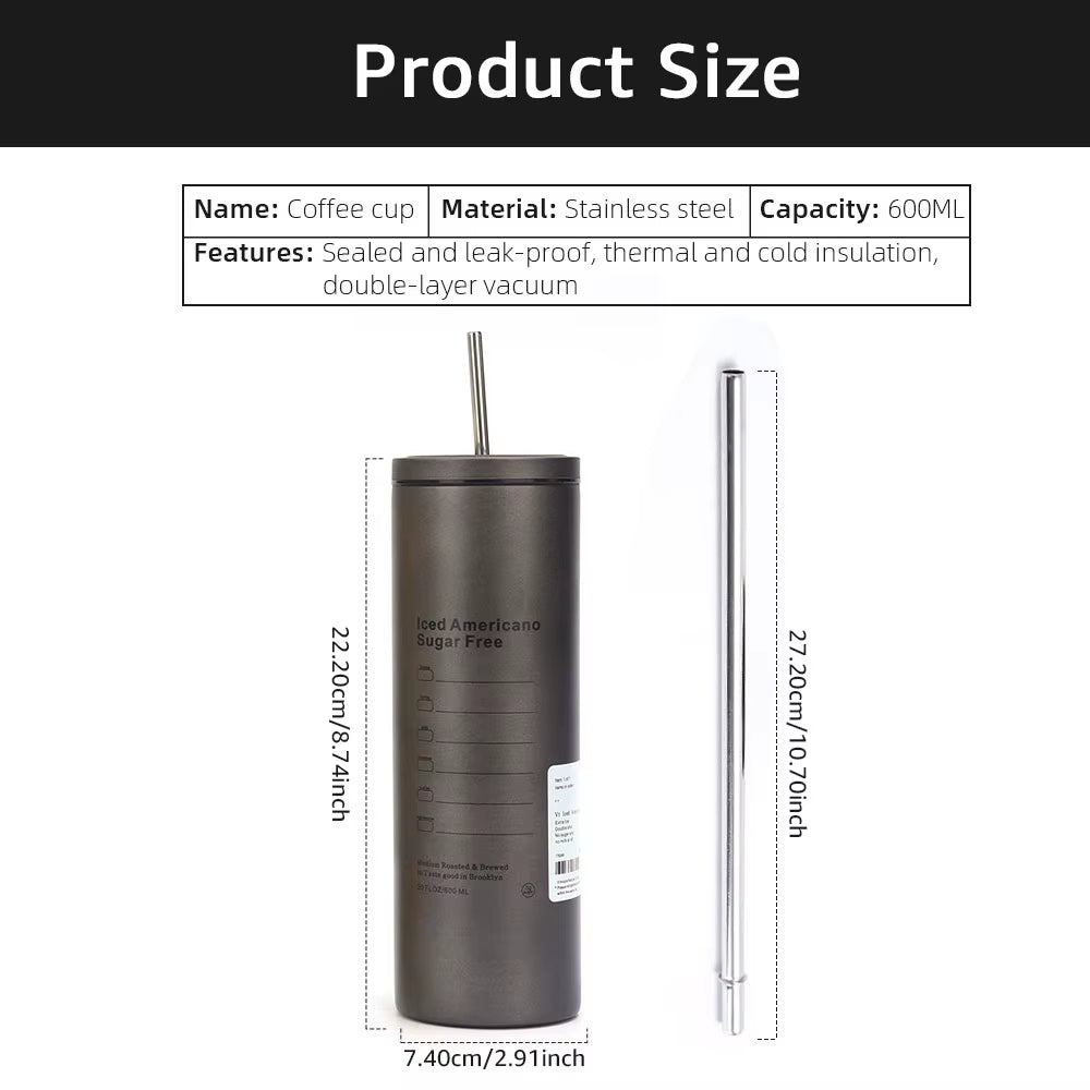 Stainless Steel Coffee Cup Thermoses Double Wall Vacuum Flask Insulated Cup Portable Ice American Coffee Mug Water Bottle