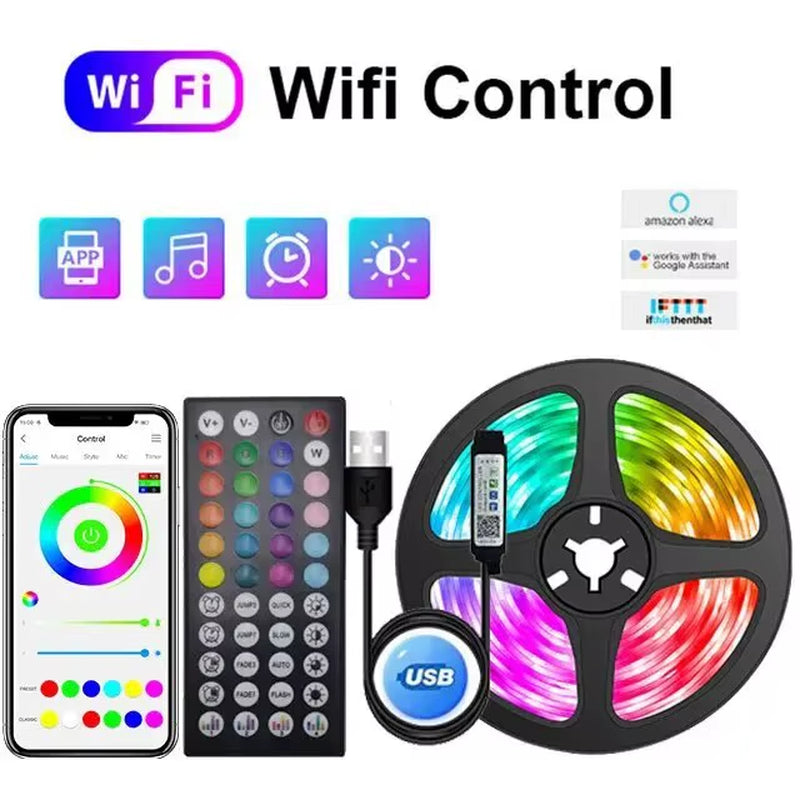 WIFI RGB LED Strip Light 5050 Bluetooth APP Control Led Flexible Diode Decoration for Festival Party TV Desk Bedroom