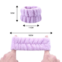  2PCS Reusable Microfiber Spa Wristbands for Face Washing, Yoga, Running, and Sports