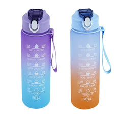 750Ml Sports Water Bottle High Temperature Resistant Graduated Straw Cup Rainbow Frosted Progressive Color Water Cup Plastic Cup