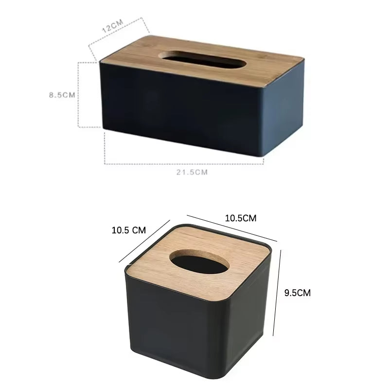 Tissue Box Table Napkin Rings Tissue Case Paper Box Container Bamboo Cover Solid Wood Storage Box Home Table Decoration