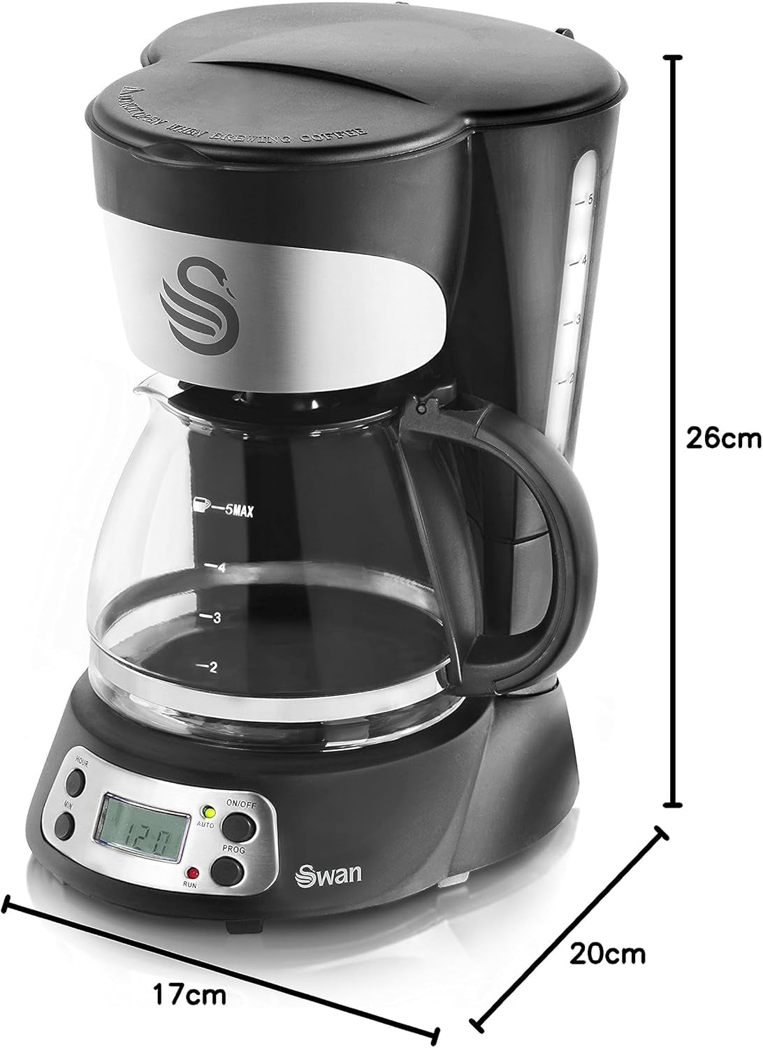 SK13130N Programmable Coffee Maker with Keep Warm Function, LCD Timer, 750Ml, 700W, Black