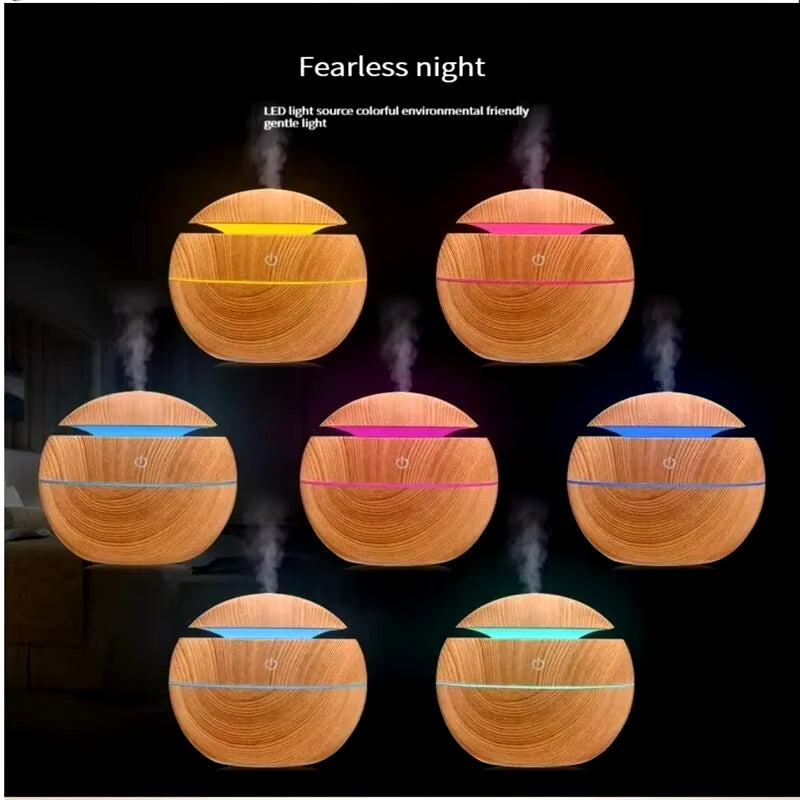 USB Ultrasonic Cool Mist Sprayer Essential Oil Fragrance Mini Home Wood Grain Air Humidifier Electric Air Aroma Diffuser Purifie