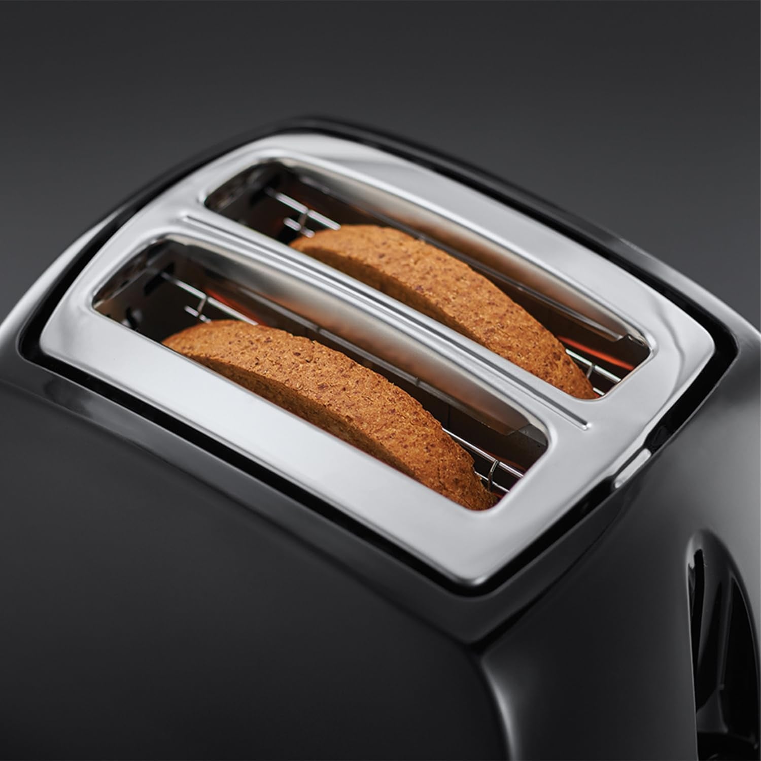 Textures 2 Slice Toaster (Extra Wide Slots, 6 Browning Levels, Frozen, Cancel & Reheat Function with Indicator Lights, Removable Crumb Tray, 850W, Black Matt & High Gloss Finish) 21641