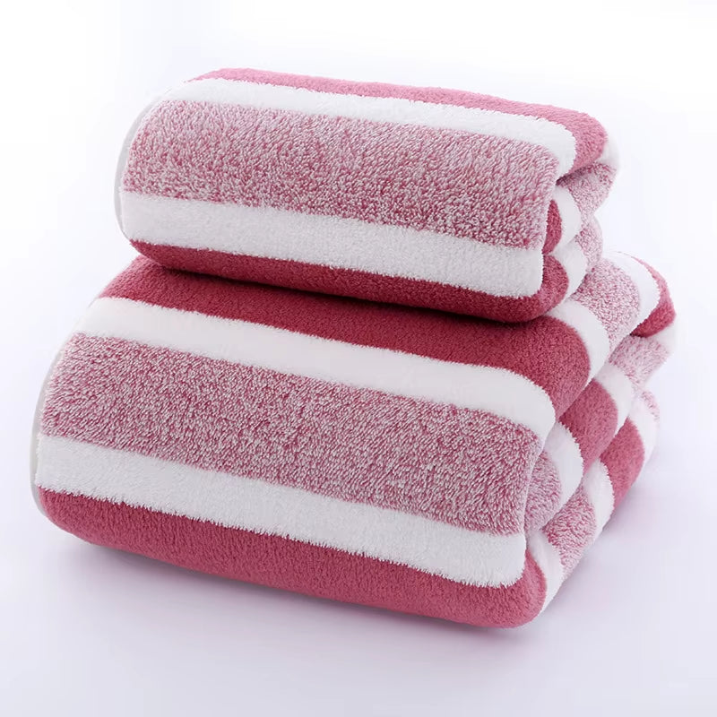 Striped Pattern Towel Set, Soft Hand and Bath Towels, Quick Drying and Absorbent for Bathroom