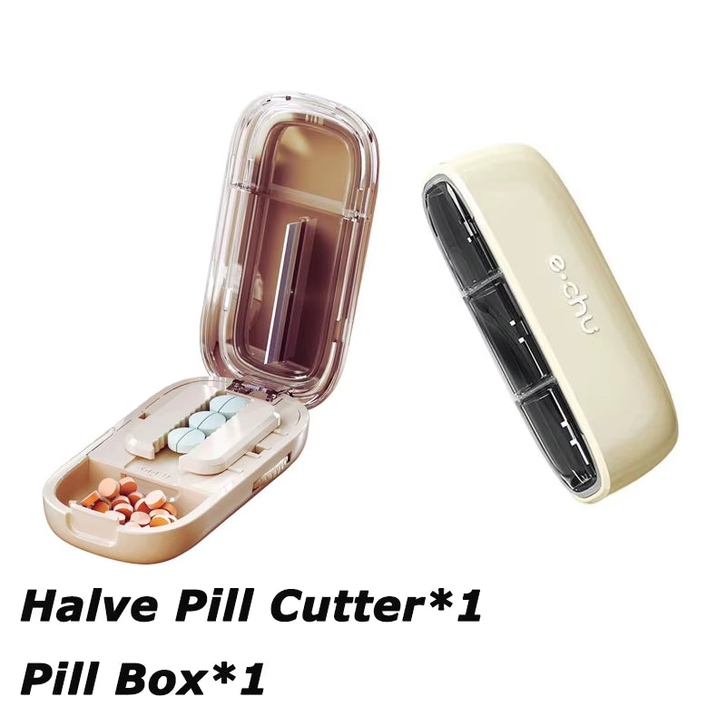 Newest Quartering Pill Cutter Storage Box Portable Drug Tablet Medicine Dustproof Divider Organizer Crusher Pill Cutter