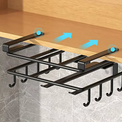 Kitchen Hanging Organizer Rack with Hooks under Cupboard Paper Towel Rags Hanger Cutting Board Pot Cover Holder Storage Shelf