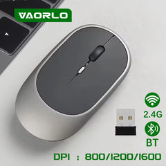 Wireless Rechargeable Gaming Mouse, Dual Modes (Bluetooth and 2.4G USB), Mute Function for Laptop, Tablet, and MacBook