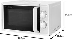 17L Small Microwave White Manual Textures 700W with 5 Power Levels & 30 Min Timer, Defrost Function & Easy Clean, RHM1725