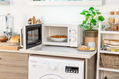 17L Small Microwave White Manual Textures 700W with 5 Power Levels & 30 Min Timer, Defrost Function & Easy Clean, RHM1725