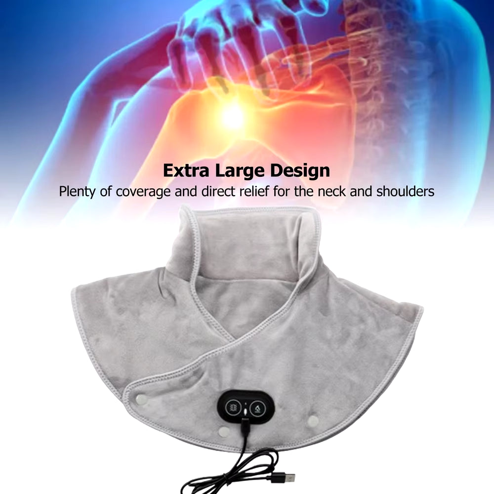 Electric Heating Shoulder Neck Pad Massager Three Gear Hot Compress Cervical Shawl Warmer USB for Shoulder Neck Back Relax Brace