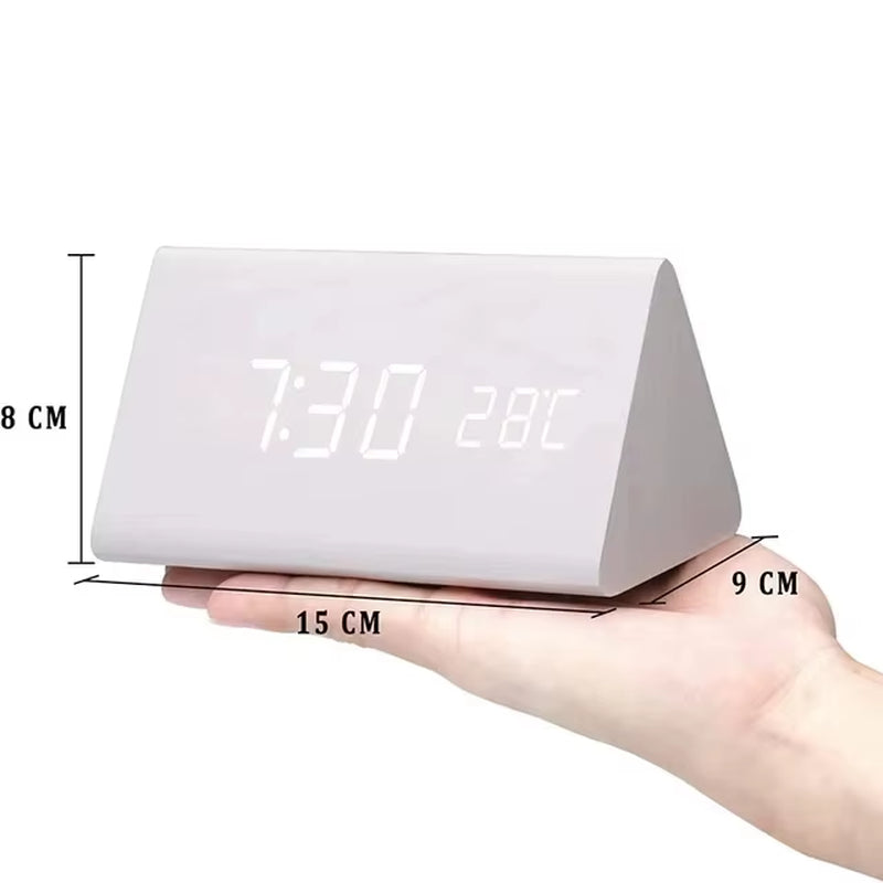 Digital Clock Wooden Sound Control LED Alarm Clock with Temperature USB/AAA Desktop Clocks Snooze Desperadoes Home Table Decor