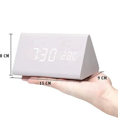 Digital Clock Wooden Sound Control LED Alarm Clock with Temperature USB/AAA Desktop Clocks Snooze Desperadoes Home Table Decor