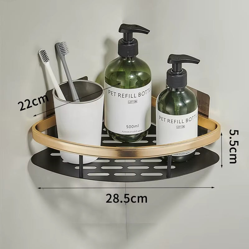 Luxury Bathroom Shelves without Drilling Rustproof Aluminum Shower Wall Shelf Shampoo Towel Holder Bathroom Organizer Accessorie