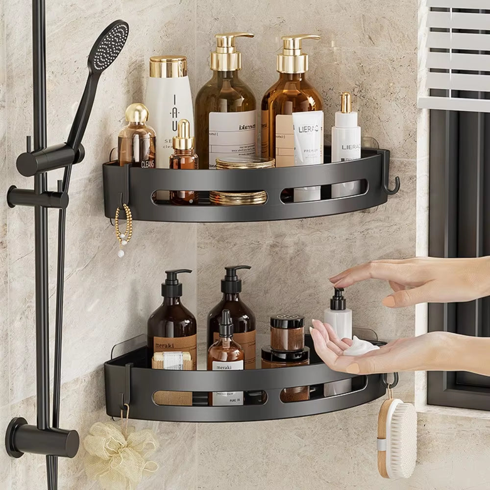 3/2/1 PCS No Punching Required Bathroom Shampoo Holder Shower Caddy Shelves Storage Shelf Towel Holder Shelves for Bathroom