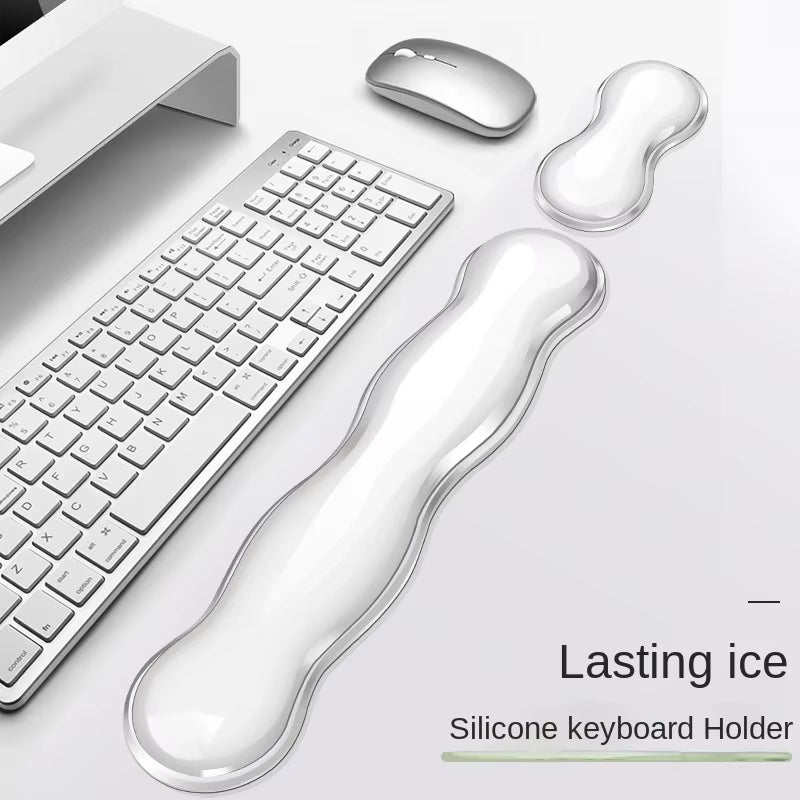 Mouse Pad with Wrist Rest, Keyboard Rest, anti Slip Silicone Transparent Desktop Office Game Console, Mouse Wrist Rest