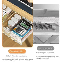 Invisible Storage Table Shelf Storage Box New Pull Out Storage Box Hanging under Desk Drawer Large Capacity Undertable Drawer