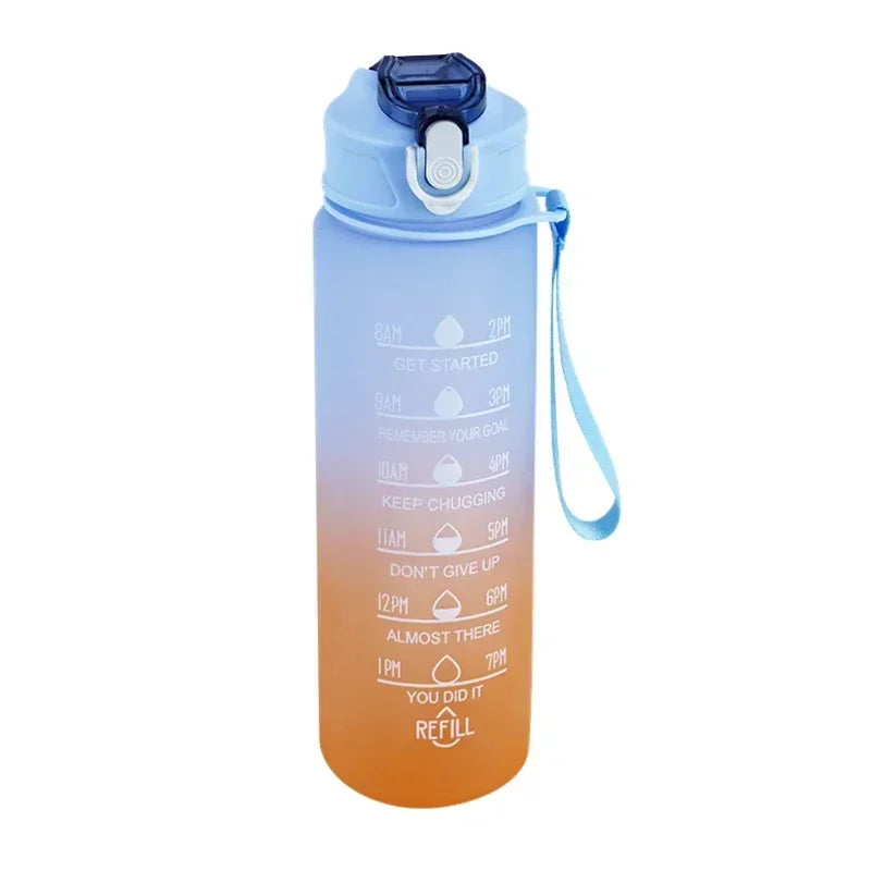 750Ml Sports Water Bottle High Temperature Resistant Graduated Straw Cup Rainbow Frosted Progressive Color Water Cup Plastic Cup