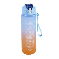 750Ml Sports Water Bottle High Temperature Resistant Graduated Straw Cup Rainbow Frosted Progressive Color Water Cup Plastic Cup