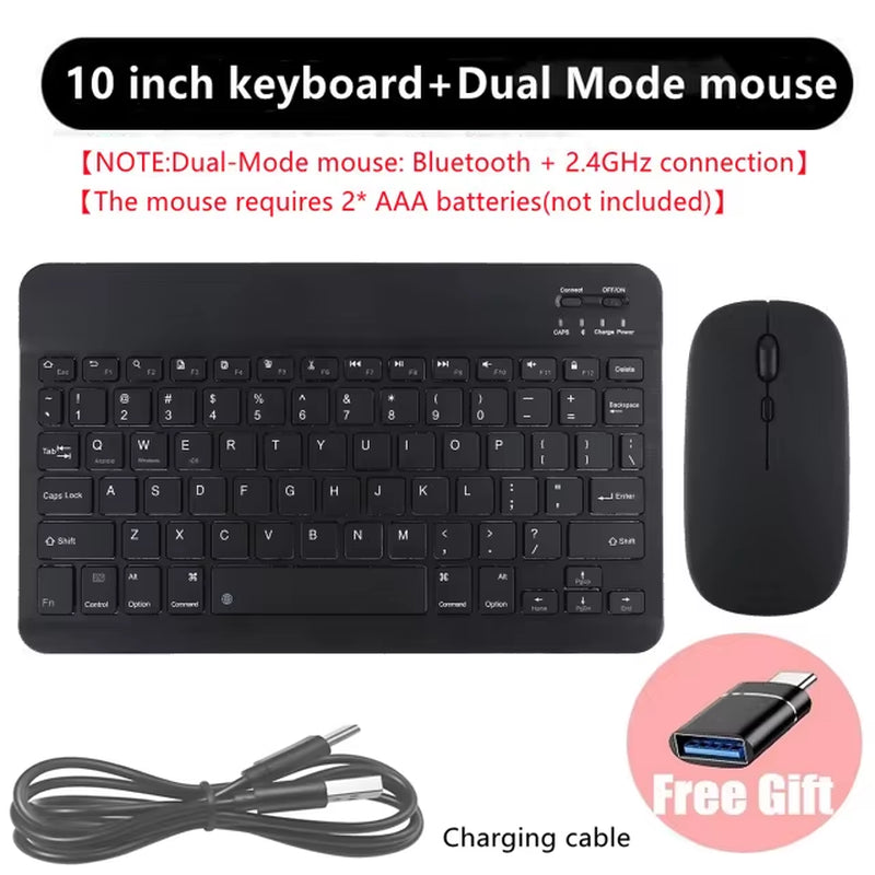 Rechargeable Bluetooth-Compatible Keyboard Ultra-Slim Wireless Mouse Keyboard Set for Android Windows Tablet Iphone Ipad