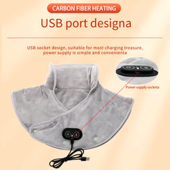 Electric Heating Shoulder Neck Pad Massager Three Gear Hot Compress Cervical Shawl Warmer USB for Shoulder Neck Back Relax Brace