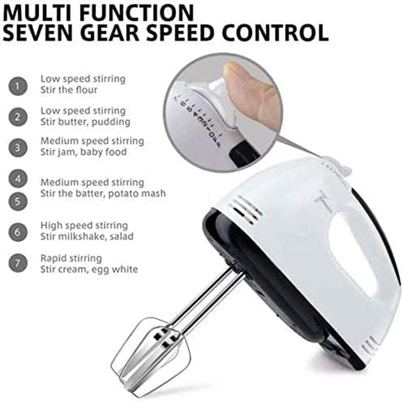 Hand Mixer, Electric Cake Whisk Food Mixer for Baking Self-Control/Turbo Boost + 4 Stainless Steel Accessory Food Beater for Cake Bread