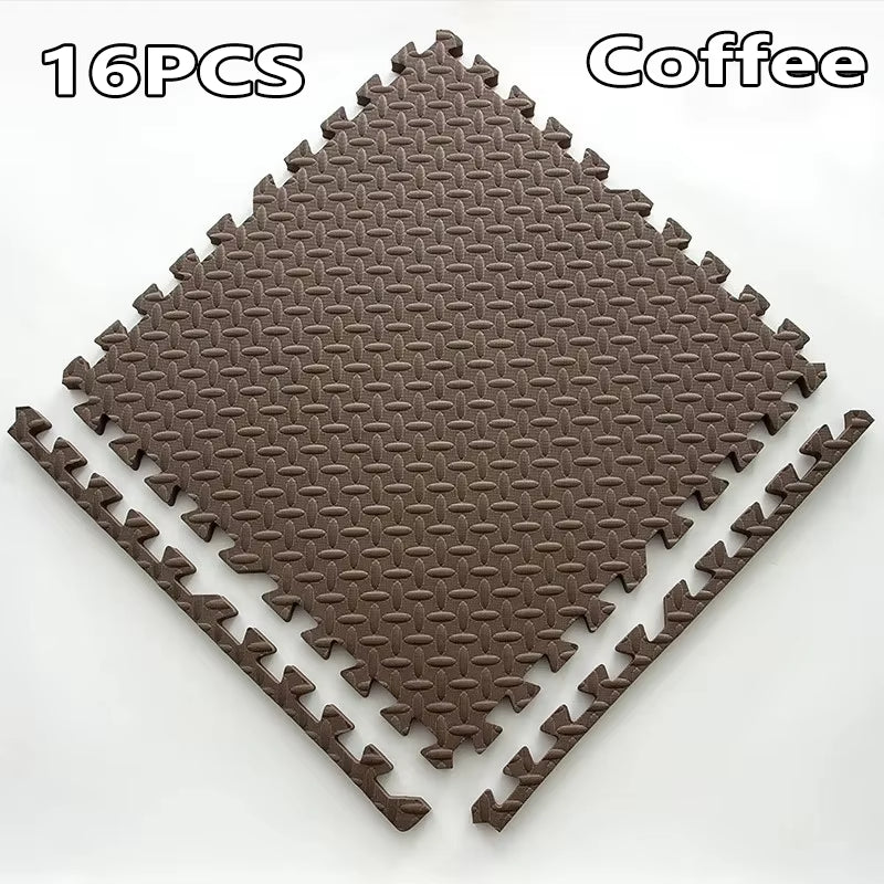 1-16PCS 30*30Cm Sports Gym Protection EVA Leaf Grain Floor Mats Yoga Fitness Non-Slip Splicing Rugs Thicken Shock Room Workout