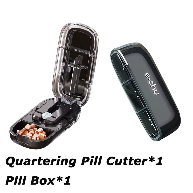 Newest Quartering Pill Cutter Storage Box Portable Drug Tablet Medicine Dustproof Divider Organizer Crusher Pill Cutter