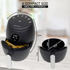 Air Fryer, 2L Digital Display, Rapid Air Circulation, Air Fryers, 60 Min Timer, Adjustable Temperature, Dishwasher Safe Basket BEL-AF-02