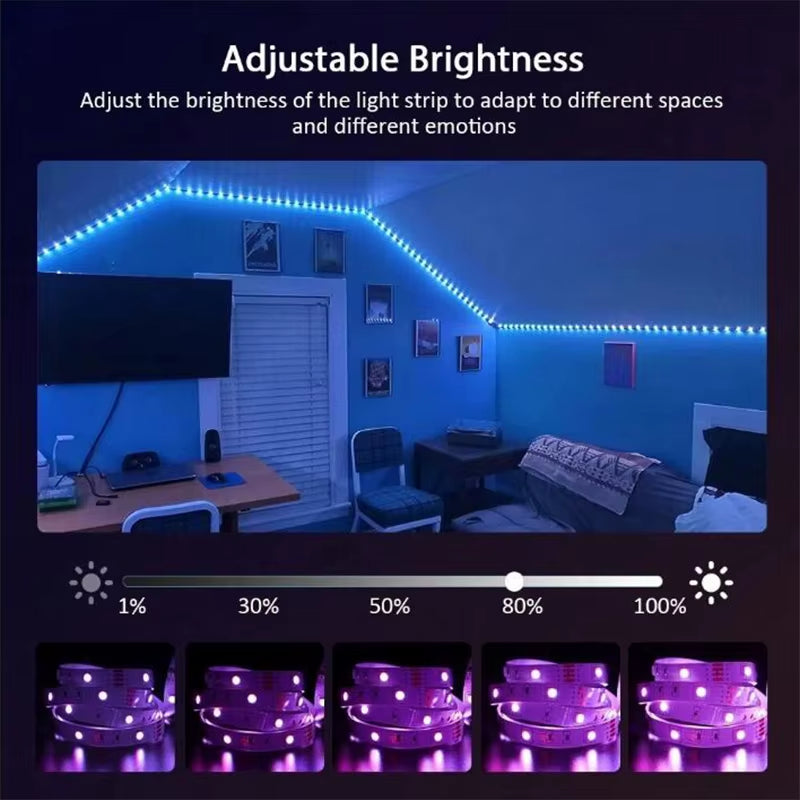 WIFI RGB LED Strip Light 5050 Bluetooth APP Control Led Flexible Diode Decoration for Festival Party TV Desk Bedroom