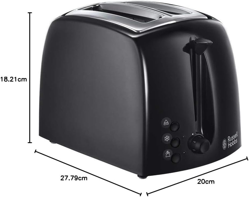 Textures 2 Slice Toaster (Extra Wide Slots, 6 Browning Levels, Frozen, Cancel & Reheat Function with Indicator Lights, Removable Crumb Tray, 850W, Black Matt & High Gloss Finish) 21641