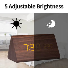 Digital Clock Wooden Sound Control LED Alarm Clock with Temperature USB/AAA Desktop Clocks Snooze Desperadoes Home Table Decor