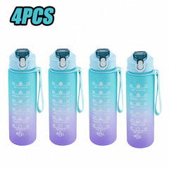 750Ml Sports Water Bottle High Temperature Resistant Graduated Straw Cup Rainbow Frosted Progressive Color Water Cup Plastic Cup