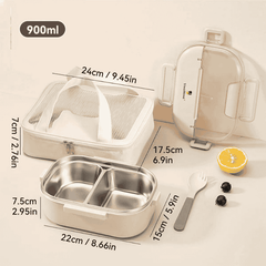 Fiambrera de acero inoxidable con aislamiento térmico: sello hermético para estudiantes y oficinistas, incluye cuchara (900 ml)