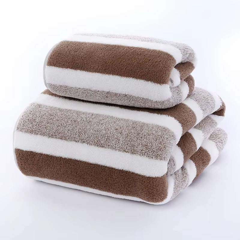 Striped Pattern Towel Set, Soft Hand and Bath Towels, Quick Drying and Absorbent for Bathroom