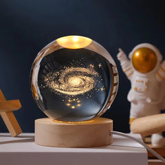 USB LED Night Light Galaxy Saturn 3D Crystal Ball Mood Light Bedroom Home Decor Table Lamp for Children Christmas Creative Gift