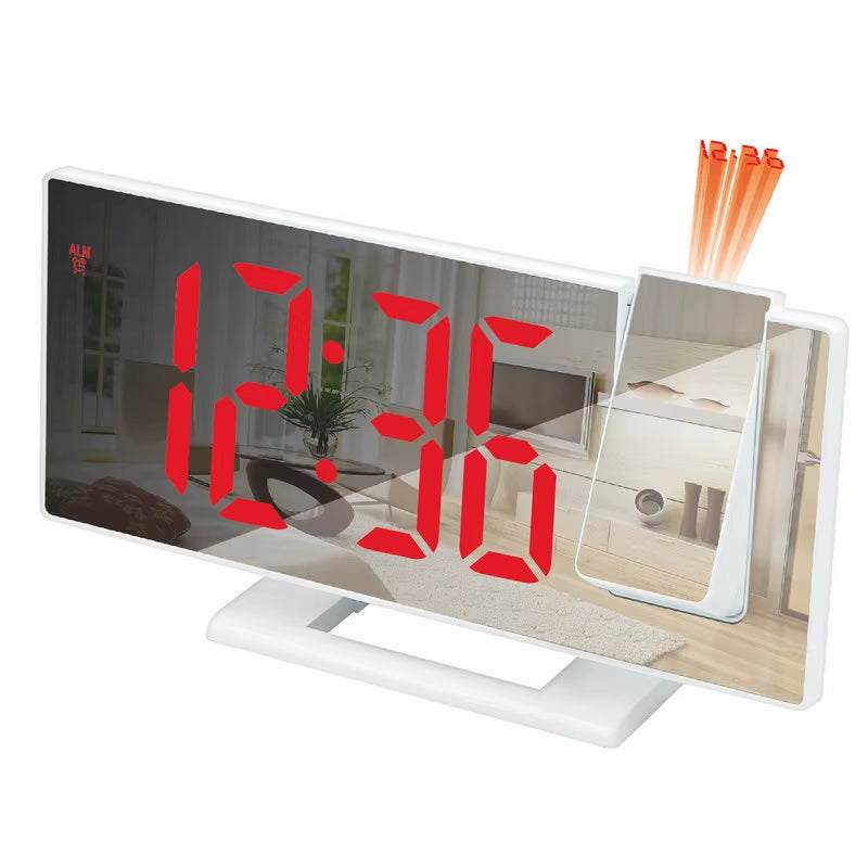 1PC Mirror Multifunctional Projection Alarm Clock Intelligent Luminous Clock Bedroom Large Screen Projection Clock