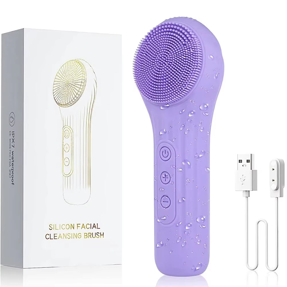 Sonic Waterproof Facial Cleansing Brush Rechargeable Scrubber Exfoliating Vibrating Deep Clean Face Cleaner Skin Care Tool