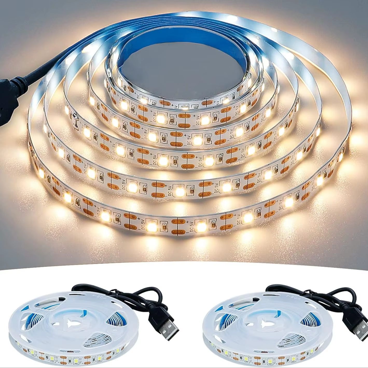 DC 5V USB LED Strips 2835 White Warm White LED Strip Light TV Background Lighting Tape Home Decor Lamp 1- 5M LED String Light