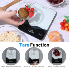 Chargeable Digital Kitchen Food Scale -  LED Display 22Lb Food Weight Scales for Baking Cooking USB-C Rechargeable Ounces and Grams 1G/0.1Oz Tempered Glass