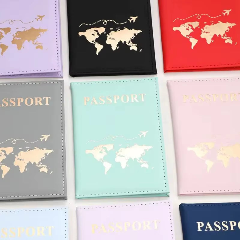 1PCS Passport Cover Bag for Women Men Pu Leathaer Fashion Travel Passport Holder Case ID Name Business Cards Protector Pouch