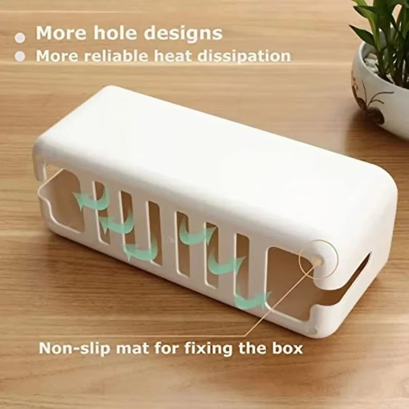 Wooden Cable Storage Box Power Line Storage Case Dustproof Charger Socket Organizer Wire Case Home Cable Winder Organizer