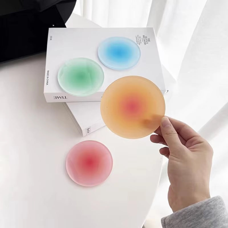 Ins Colour Gradient Acrylic Coaster Anti-Slip round Cup Pad Dining Table Placemat Cafe Decor Mug Mats