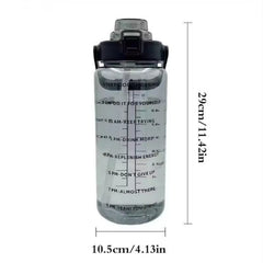 2 Liter Water Bottle with Straw Female Jug Girls Portable Travel Bottles Fitness Bike Cup Summer Cold Water Jug with Time Marker