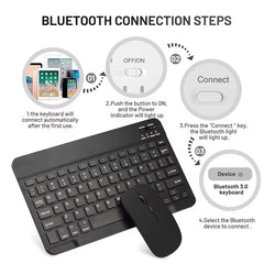 Rechargeable Bluetooth-Compatible Keyboard Ultra-Slim Wireless Mouse Keyboard Set for Android Windows Tablet Iphone Ipad