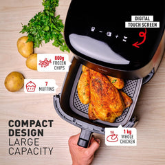 Easy Fry Max Digital Air Fryer, 5L, 10In1, Uses No Oil, Air Fry, Extra Crisp, Roast, Bake, Reheat, Dehydrate, 6 Portions, Non-Stick, Dishwasher Safe Baskets, Black EY245840