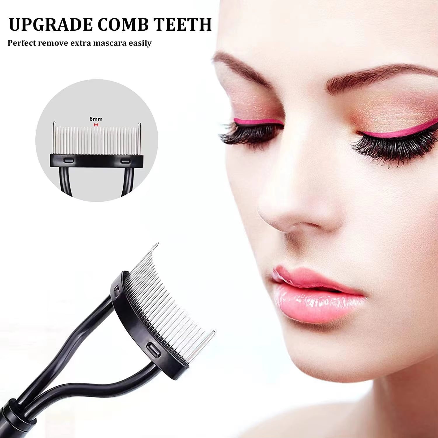 Eyelash Separator Metal Teeth Straight Eyelash Curler Beauty Makeup Stainless Eyelash Brush Comb Mascara Curl Makeup Tool